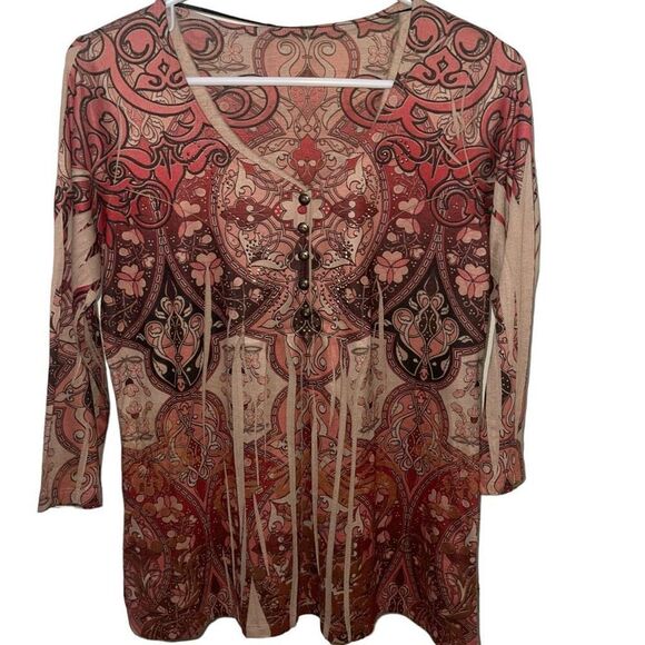 Unbranded Tan, Brown & Red Top‎ - Size Small - Picture 1 of 8